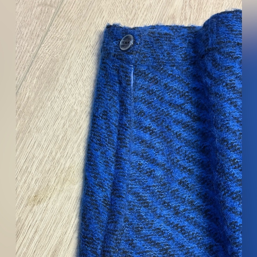 Vintage Franck Olivier Paris Eclectic Blue Women's Wool Mohair Skirt Retro Sz.M - Picture 5 of 8